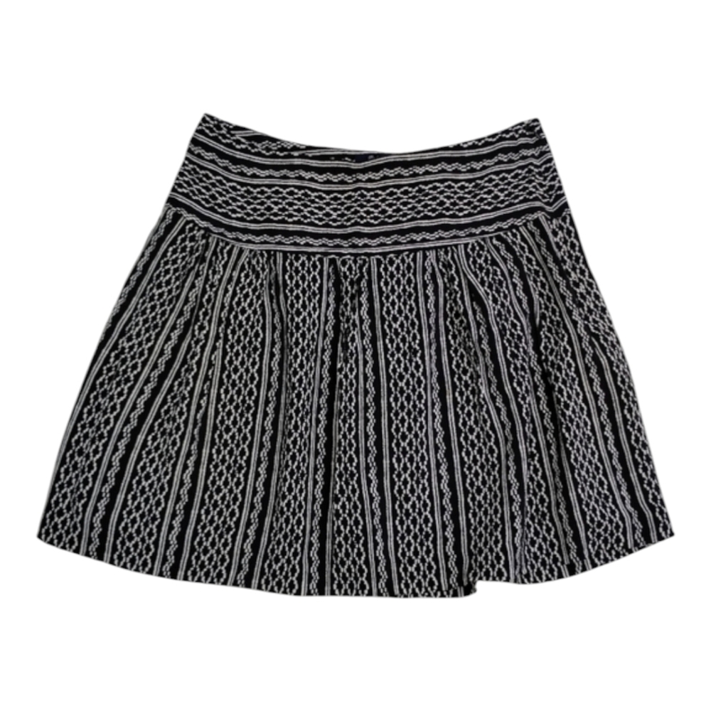 Madewell Silk Skyline Tidal Wave Mini Skirt Black White Size 6 Women's Medium